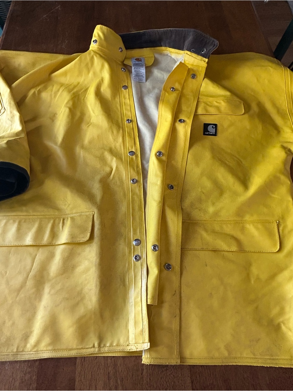 Carhartt Surrey PVC Hooded Rain Coat Jacket Yellow Sz XL